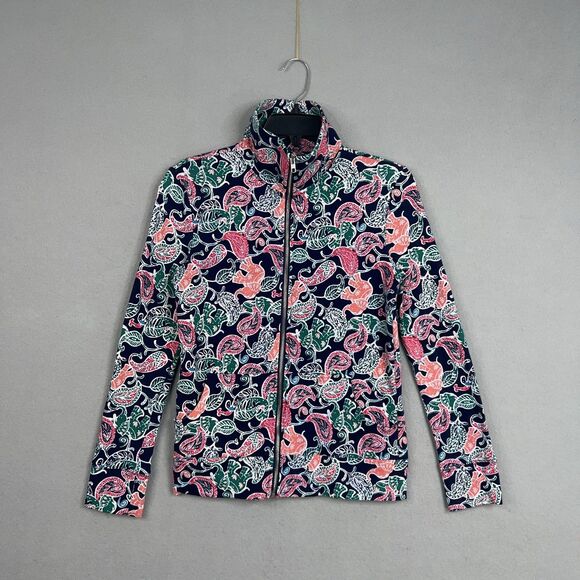 Fantastic Fawn Jacket Womens Small Navy Paisley Elephant AOP Active Boho Track - Picture 1 of 11